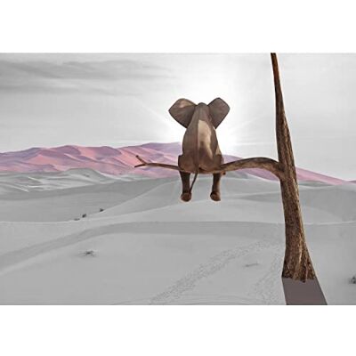 ART Fototapete Elefant auf baum 352 x 250 cm Vlies Tapeten XXL Moderne Wandtapete Wohnzimmer Schlafzimmer Rosa Grau 9133011b ART Fototapete Elefant auf baum 352 x 250 cm Vlies Tapeten XXL Moderne Wandtapete Wohnzimmer Schlafzimmer Rosa Grau 9133011b