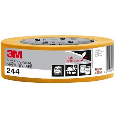 3M Pro 244 Profi Malerband 1 Rolle 36 mm x 50 m für scharfe Farbkanten, UV-beständig, innen und außen, 36 mm x 50 m 3M Pro 244 Profi Malerband 1 Rolle 36 mm x 50 m für scharfe Farbkanten, UV-beständig, innen und außen, 36 mm x 50 m