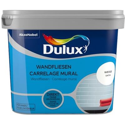Dulux Fresh up Wandfliesenfarbe Satin, Frische Farbe für Ihr Bad, Weiß, 750 ml Dulux Fresh up Wandfliesenfarbe Satin, Frische Farbe für Ihr Bad, Weiß, 750 ml