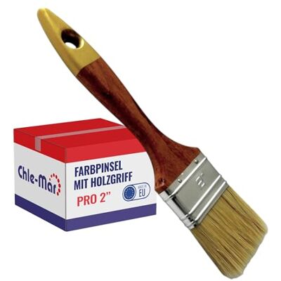 Chle-Mar Pro Maler Pinsel (Flach) 2" für präzises Streichen Lackierter Holzgriff, Wiederverwendbarer Breiter Malerpinsel für Lasur & Öl, Paint Brush für Holzlasur, Wandfarbe, Holzfarbe Chle-Mar Pro Maler Pinsel (Flach) 2" für präzises Streichen Lackierter Holzgriff, Wiederverwendbarer Breiter Malerpinsel für Lasur & Öl, Paint Brush für Holzlasur, Wandfarbe, Holzfarbe