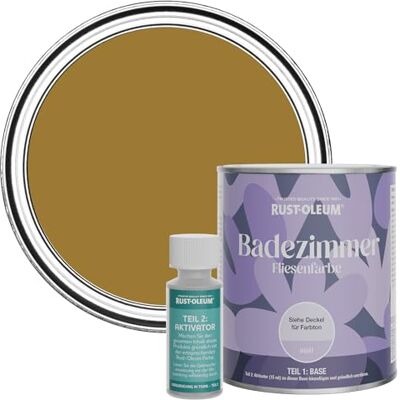 Rust-Oleum wasserfeste braun Fliesenfarbe für Badezimmer in Matt Finish Senfbraun 750ML Rust-Oleum wasserfeste braun Fliesenfarbe für Badezimmer in Matt Finish Senfbraun 750ML