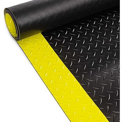 ANRO Bodenmatte mit gelben Warnstreifen 3mm PVC Antirutschmatte Bodenbelag schwarz 400x120cm ANRO Bodenmatte mit gelben Warnstreifen 3mm PVC Antirutschmatte Bodenbelag schwarz 400x120cm