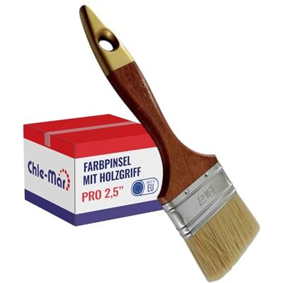 Chle-Mar Pro Maler Pinsel (Flach) 2,5" für präzises Streichen Lackierter Holzgriff, Wiederverwendbarer Breiter Malerpinsel für Lasur & Öl, Paint Brush für Holzlasur, Wandfarbe, Holzfarbe Chle-Mar Pro Maler Pinsel (Flach) 2,5" für präzises Streichen Lackierter Holzgriff, Wiederverwendbarer Breiter Malerpinsel für Lasur & Öl, Paint Brush für Holzlasur, Wandfarbe, Holzfarbe