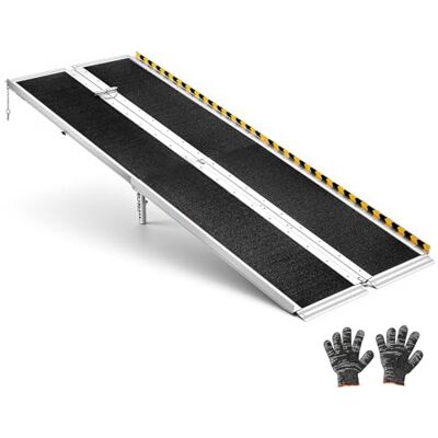 VEVOR Rollstuhlrampe Faltbar 2440x745mm, 362,9kg Belastbare Schwellenrampe mit Rutschfester Oberfläche & 170-400mm Verstellbaren Stützfüßen, Tragbare Auffahrrampe für Rollstuhl Türschwelle Bordsteine VEVOR Rollstuhlrampe Faltbar 2440x745mm, 362,9kg Belastbare Schwellenrampe mit Rutschfester Oberfläche & 170-400mm Verstellbaren Stützfüßen, Tragbare Auffahrrampe für Rollstuhl Türschwelle Bordsteine
