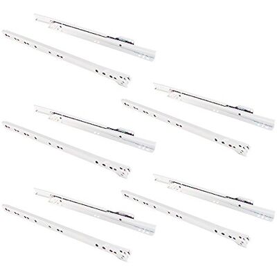 Emuca Schubladenführungen mit Rollen und Teilauszug, Weiß lackiert, 350 mm, 5 Stück Emuca Schubladenführungen mit Rollen und Teilauszug, Weiß lackiert, 350 mm, 5 Stück