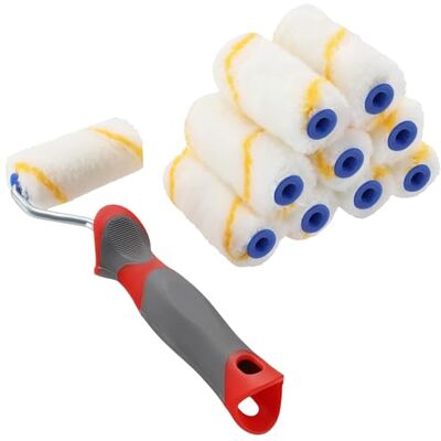 KOTARBAU ® 10er Set Farbroller Gelbfaden 70 mm mit Gummigriff Farbwalze Walzenbürste Pinsel Rollerwalze Rollerpinsel für Anstricharbeiten und Renovierung KOTARBAU ® 10er Set Farbroller Gelbfaden 70 mm mit Gummigriff Farbwalze Walzenbürste Pinsel Rollerwalze Rollerpinsel für Anstricharbeiten und Renovierung