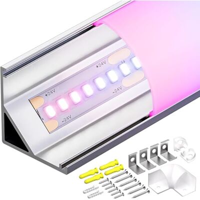 KOSOOM LED Schiene 2m × 12 Stück – 90 Grad V-Form Aluminium Eckprofil mit Diffusor und Halterung – Alu Profil für Streifen bis 10mm – Perfekter Kanal für Treppen, Schränke und Ecken KOSOOM LED Schiene 2m × 12 Stück – 90 Grad V-Form Aluminium Eckprofil mit Diffusor und Halterung – Alu Profil für Streifen bis 10mm – Perfekter Kanal für Treppen, Schränke und Ecken
