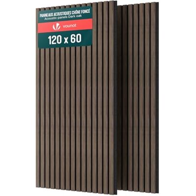 VOUNOT ® 2er Set Akustikpaneele 120 × 60 × 2,1 cm, Akustik Wandpaneele in Holzoptik, 3D Lamellenwand als Wandverkleidung innen, Schallschutzplatten für Wohnzimmer, Schlafzimmer und Bür, Dunkel-Eiche VOUNOT ® 2er Set Akustikpaneele 120 × 60 × 2,1 cm, Akustik Wandpaneele in Holzoptik, 3D Lamellenwand als Wandverkleidung innen, Schallschutzplatten für Wohnzimmer, Schlafzimmer und Bür, Dunkel-Eiche