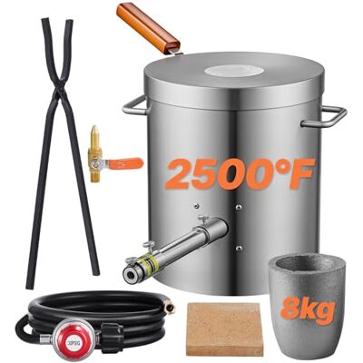 VEVOR Propan-Schmelzofen-Set, 8 kg, Gas-Metall-Schmelzset, Gießerei, Heimofen mit Tiegel, Zange, Holzgriff, Schmiedegusswerkzeug für Gold, Silber, Kupfer, Aluminium, Metall, Recycling VEVOR Propan-Schmelzofen-Set, 8 kg, Gas-Metall-Schmelzset, Gießerei, Heimofen mit Tiegel, Zange, Holzgriff, Schmiedegusswerkzeug für Gold, Silber, Kupfer, Aluminium, Metall, Recycling