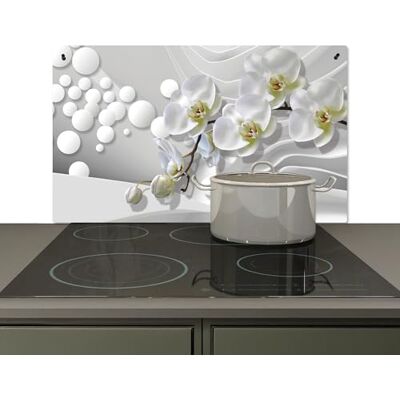 KitchenYeah © Spritzschutz Herd Küchenrückwand Vinyl Küchendeko Wand 91x52 cm Wandverkleidung, Herdabdeckplatten Weiß Blumen Orchidee Abstrakt Modern KitchenYeah © Spritzschutz Herd Küchenrückwand Vinyl Küchendeko Wand 91x52 cm Wandverkleidung, Herdabdeckplatten Weiß Blumen Orchidee Abstrakt Modern