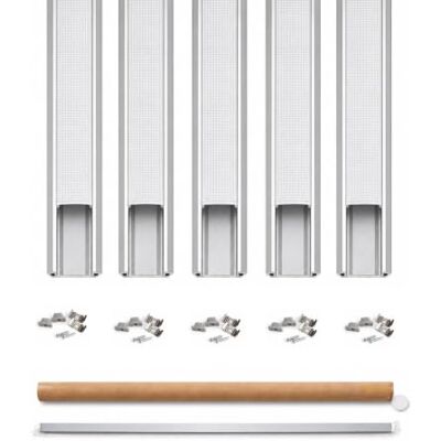 Grumatel 5er-Pack Aluminium LED-Profil 1 m für Aufputzmontage mit UGR-Diffusor, Endkappen, Montageclips und doppelseitigem Klebeband LED-Profil für LED-Streifen (Aluminium) Grumatel 5er-Pack Aluminium LED-Profil 1 m für Aufputzmontage mit UGR-Diffusor, Endkappen, Montageclips und doppelseitigem Klebeband LED-Profil für LED-Streifen (Aluminium)