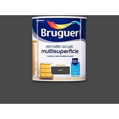 Bruguer Acrylic Wasserlack für verschiedene Oberflächen, Satin, Graphit, 750 ml Bruguer Acrylic Wasserlack für verschiedene Oberflächen, Satin, Graphit, 750 ml