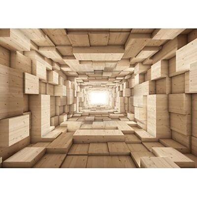 ART Fototapete Holz Optik 3D Effekt 352 x 250 cm Vlies Tapeten XXL Moderne Wandtapete Wohnzimmer Schlafzimmer Beige 9052011a ART Fototapete Holz Optik 3D Effekt 352 x 250 cm Vlies Tapeten XXL Moderne Wandtapete Wohnzimmer Schlafzimmer Beige 9052011a