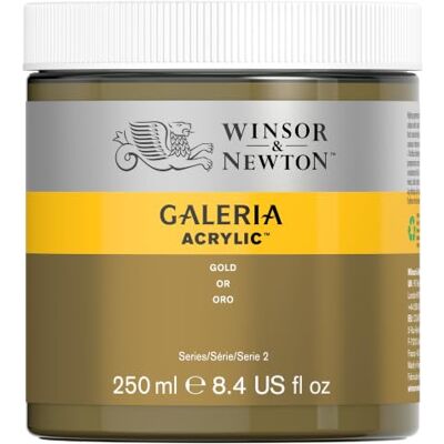 Winsor & Newton Galeria Acrylfarbe 250ml – Gold 2037283 – Hochpigmentiert, brillante Farbkraft, starke Deckkraft, schnell trocknend & vielseitig einsetzbar Winsor & Newton Galeria Acrylfarbe 250ml – Gold 2037283 – Hochpigmentiert, brillante Farbkraft, starke Deckkraft, schnell trocknend & vielseitig einsetzbar