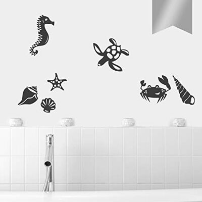 WANDKINGS Wandtattoo Süße Meeresbewohner im Set, 7 Stück 25 x 20 cm Silber erhältlich in 33 Farben WANDKINGS Wandtattoo Süße Meeresbewohner im Set, 7 Stück 25 x 20 cm Silber erhältlich in 33 Farben