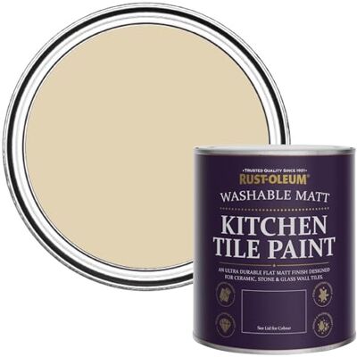 Rust-Oleum abwaschbare Küchenfliesenlack in beige mit Matt Finish Sandgelb 750ML Rust-Oleum abwaschbare Küchenfliesenlack in beige mit Matt Finish Sandgelb 750ML