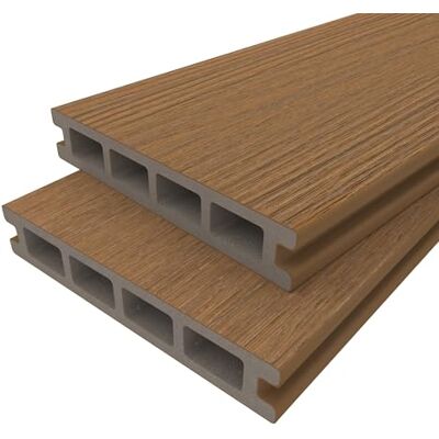 Gartenwelt Riegelsberger WPC Terrassendiele Teak 25×140 mm 80 cm Co-Extrusion Oberfläche Ummanteltes Hohlprofil Farbstabil, pflegeleicht & wasserabweisend Gartenwelt Riegelsberger WPC Terrassendiele Teak 25×140 mm 80 cm Co-Extrusion Oberfläche Ummanteltes Hohlprofil Farbstabil, pflegeleicht & wasserabweisend