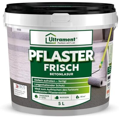 Ultrament Pflaster Frisch 5 L Anthrazit Betonlasur außen für Pflastersteine & Gehwegplatten UV- und witterungsbeständig, Farbtonauffrischer Ultrament Pflaster Frisch 5 L Anthrazit Betonlasur außen für Pflastersteine & Gehwegplatten UV- und witterungsbeständig, Farbtonauffrischer