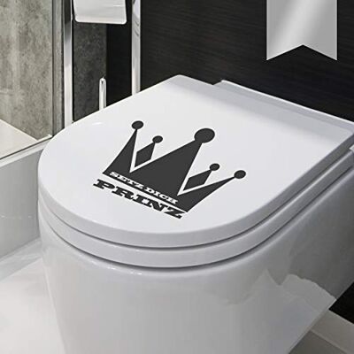 WANDKINGS WC Deckel Setz Dich Prinz (mit Krone) Aufkleber 22 x 17 cm Silber erhältlich in 33 Farben WANDKINGS WC Deckel Setz Dich Prinz (mit Krone) Aufkleber 22 x 17 cm Silber erhältlich in 33 Farben