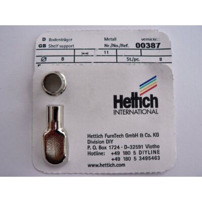 Hettich Löffelbodenträger, Stahl vernickelt, Maße 8 mm, 8 Stück Artikelnr. 387 Hettich Löffelbodenträger, Stahl vernickelt, Maße 8 mm, 8 Stück Artikelnr. 387