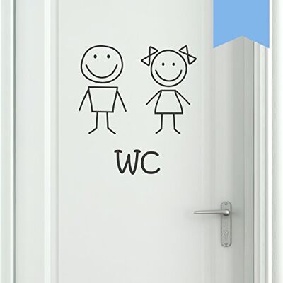 WANDKINGS WC Tür Aufkleber"Frau & Mann im Smiley-Style" 11 x 12 cm lichtblau erhältlich in 33 Farben WANDKINGS WC Tür Aufkleber"Frau & Mann im Smiley-Style" 11 x 12 cm lichtblau erhältlich in 33 Farben