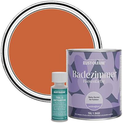 Rust-Oleum wasserfeste orange Fliesenfarbe für Badezimmer in Seidenglanz Finish Chai Tee 750ML Rust-Oleum wasserfeste orange Fliesenfarbe für Badezimmer in Seidenglanz Finish Chai Tee 750ML
