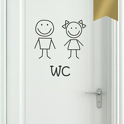 WANDKINGS WC Tür Aufkleber"Frau & Mann im Smiley-Style" 11 x 12 cm gold erhältlich in 33 Farben WANDKINGS WC Tür Aufkleber"Frau & Mann im Smiley-Style" 11 x 12 cm gold erhältlich in 33 Farben