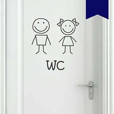 WANDKINGS WC Tür Aufkleber Frau & Mann im Smiley-Style 11 x 12 cm dunkelblau erhältlich in 33 Farben WANDKINGS WC Tür Aufkleber Frau & Mann im Smiley-Style 11 x 12 cm dunkelblau erhältlich in 33 Farben