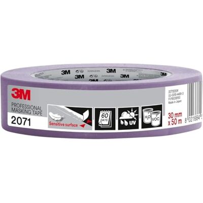 3M Pro Malerabdeckband 2071 1 Rolle, 30 mm x 50 m, Lila für empfindliche Oberflächen, innen und außen, UV-beständig, für Maler- und Dekorationsarbeiten 3M Pro Malerabdeckband 2071 1 Rolle, 30 mm x 50 m, Lila für empfindliche Oberflächen, innen und außen, UV-beständig, für Maler- und Dekorationsarbeiten