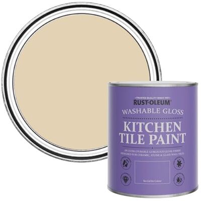 Rust-Oleum abwaschbare Küchenfliesenlack in beige mit Hochglanz Finish Sandgelb 750ML Rust-Oleum abwaschbare Küchenfliesenlack in beige mit Hochglanz Finish Sandgelb 750ML