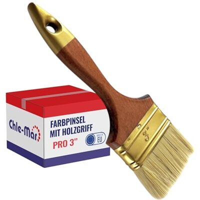 Chle-Mar Pro Maler Pinsel (Flach) 3" für präzises Streichen Lackierter Holzgriff, Wiederverwendbarer Breiter Malerpinsel für Lasur & Öl, Paint Brush für Holzlasur, Wandfarbe, Holzfarbe Chle-Mar Pro Maler Pinsel (Flach) 3" für präzises Streichen Lackierter Holzgriff, Wiederverwendbarer Breiter Malerpinsel für Lasur & Öl, Paint Brush für Holzlasur, Wandfarbe, Holzfarbe