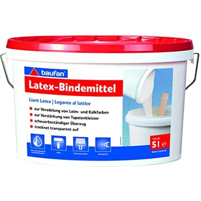 Baufan Latex Bindemittel 5l I verbessert Leimfarben I Tapetenüberzug ohne Lösungsmittel & Weichmacher Baufan Latex Bindemittel 5l I verbessert Leimfarben I Tapetenüberzug ohne Lösungsmittel & Weichmacher