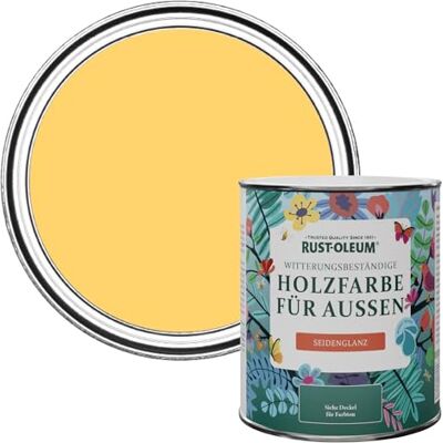 Rust-Oleum Holzfarbe Für Aussen, Wetterschutz, Seidenglanz, 750 ml, Zitronengelee Rust-Oleum Holzfarbe Für Aussen, Wetterschutz, Seidenglanz, 750 ml, Zitronengelee