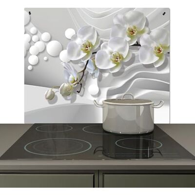 KitchenYeah © Spritzschutz Herd Küchenrückwand Vinyl Küchendeko Wand 60x52 cm Wandverkleidung, Herdabdeckplatten Weiß Blumen Orchidee Abstrakt Modern KitchenYeah © Spritzschutz Herd Küchenrückwand Vinyl Küchendeko Wand 60x52 cm Wandverkleidung, Herdabdeckplatten Weiß Blumen Orchidee Abstrakt Modern