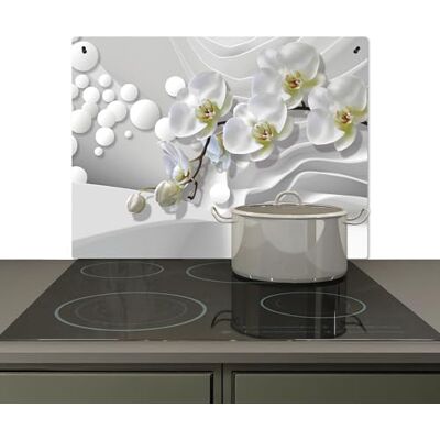 KitchenYeah © Spritzschutz Herd Küchenrückwand Vinyl Küchendeko Wand 77x59 cm Wandverkleidung, Herdabdeckplatten Weiß Blumen Orchidee Abstrakt Modern KitchenYeah © Spritzschutz Herd Küchenrückwand Vinyl Küchendeko Wand 77x59 cm Wandverkleidung, Herdabdeckplatten Weiß Blumen Orchidee Abstrakt Modern