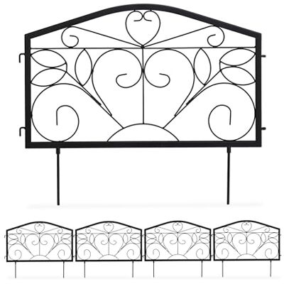 Relaxdays 4 TLG. Beetzaun, Beetumrandung für Garten, Steckzaun Eisen, antik, Ornamente, Zierzaun HxB: 33 x 225 cm, schwarz Relaxdays 4 TLG. Beetzaun, Beetumrandung für Garten, Steckzaun Eisen, antik, Ornamente, Zierzaun HxB: 33 x 225 cm, schwarz