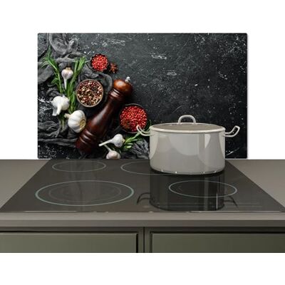 KitchenYeah © Spritzschutz Herd Küchenrückwand Vinyl Küchendeko Wand 85x52 cm Wandverkleidung, Herdabdeckplatten Kräuter Paprika Knoblauch Beton KitchenYeah © Spritzschutz Herd Küchenrückwand Vinyl Küchendeko Wand 85x52 cm Wandverkleidung, Herdabdeckplatten Kräuter Paprika Knoblauch Beton