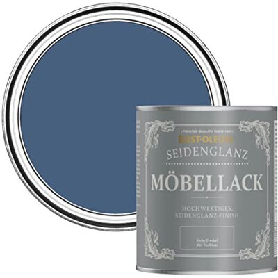Rust-Oleum blau Möbelfarbe mit Seidenglanz-Finish, geruchsarm und wasserbasiert für Innenholz Tinte Blau 750ML Rust-Oleum blau Möbelfarbe mit Seidenglanz-Finish, geruchsarm und wasserbasiert für Innenholz Tinte Blau 750ML