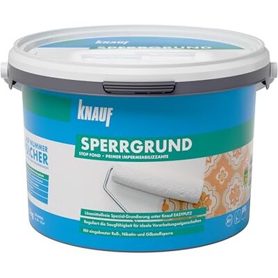 Knauf 89139 Sperrgrund, Spezialgrundierung, hochwirksame Fleckensperre gegen Verfärbungen aus dem Untergrund, gebrauchsfertig, Weiß, 5 kg Knauf 89139 Sperrgrund, Spezialgrundierung, hochwirksame Fleckensperre gegen Verfärbungen aus dem Untergrund, gebrauchsfertig, Weiß, 5 kg