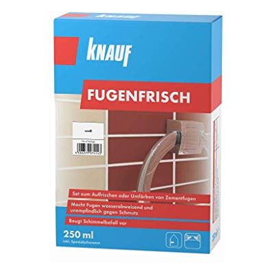 Knauf Fugenfrisch zur Farbauffrischung alter Fugen – Spezialanstrich zum Auffrischen oder Färben verblasster Zementfugen, beugt Schimmelpilz-Befall vor, Weiß, 250 ml Knauf Fugenfrisch zur Farbauffrischung alter Fugen – Spezialanstrich zum Auffrischen oder Färben verblasster Zementfugen, beugt Schimmelpilz-Befall vor, Weiß, 250 ml
