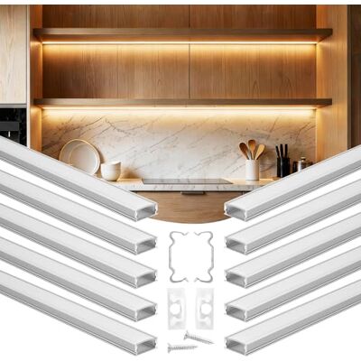 VEVOR LED Profil 10er-Pack 2 m, Eloxierte Aluminiumprofile mit Milchiger Abdeckung, Endkappen & Befestigungsclips, Kanäle, Diffusor für LED-Streifen, Ideal für Unterbau-Arbeitsplatten, U Form VEVOR LED Profil 10er-Pack 2 m, Eloxierte Aluminiumprofile mit Milchiger Abdeckung, Endkappen & Befestigungsclips, Kanäle, Diffusor für LED-Streifen, Ideal für Unterbau-Arbeitsplatten, U Form
