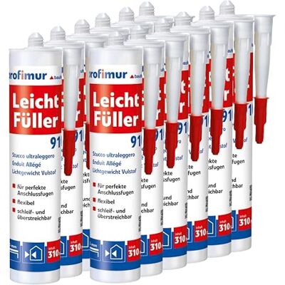 Baufan Profimur Leichtfüller 12x 310 ml besonders standfest Auftragsstärke bis 15 mm ohne Rissbildung schleifbar flexibel innen und außen schnell überstreichbar Baufan Profimur Leichtfüller 12x 310 ml besonders standfest Auftragsstärke bis 15 mm ohne Rissbildung schleifbar flexibel innen und außen schnell überstreichbar
