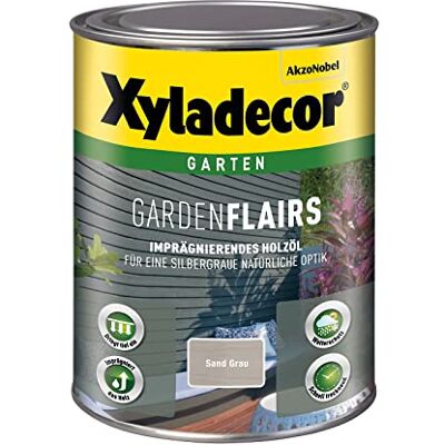 Xyladecor GardenFlairs, Imprägnierendes Holzöl mit dekorativem Metalleffekt, Sand Grau, 1 l Xyladecor GardenFlairs, Imprägnierendes Holzöl mit dekorativem Metalleffekt, Sand Grau, 1 l