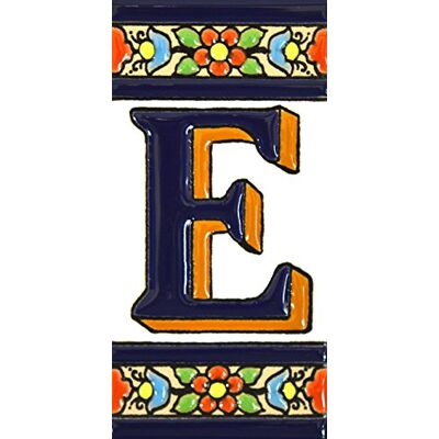 ART Schilder mit Zahlen und Nummern auf vielfarbiger Keramikkachel. Handgemalte Kordeltechnik fuer Schilder mit Namen, Adressen und Wegweisern. Persoenlich gestaltbarer Text. Design FLORES MEDIANO 10,9cm x 5,4 cm (BUCHSTABEN "E"). ART Schilder mit Zahlen und Nummern auf vielfarbiger Keramikkachel. Handgemalte Kordeltechnik fuer Schilder mit Namen, Adressen und Wegweisern. Persoenlich gestaltbarer Text. Design FLORES MEDIANO 10,9cm x 5,4 cm (BUCHSTABEN "E").