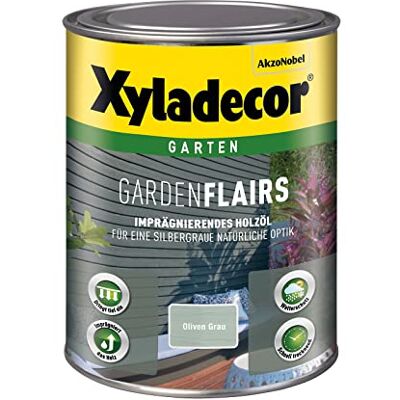 Xyladecor GardenFlairs, Imprägnierendes Holzöl mit dekorativem Metalleffekt, Oliven Grau, 1 l Xyladecor GardenFlairs, Imprägnierendes Holzöl mit dekorativem Metalleffekt, Oliven Grau, 1 l