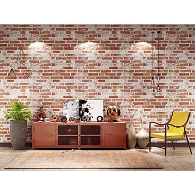 BUVU Vinyltapete 53x1000cm Steintapete Rot Weiß Rustikal Natur Stein, schöne edle Tapete im Steinmauer Loft Design, moderne 3D Optik für Wohnzimmer, Schlafzimmer oder Küche BUVU Vinyltapete 53x1000cm Steintapete Rot Weiß Rustikal Natur Stein, schöne edle Tapete im Steinmauer Loft Design, moderne 3D Optik für Wohnzimmer, Schlafzimmer oder Küche