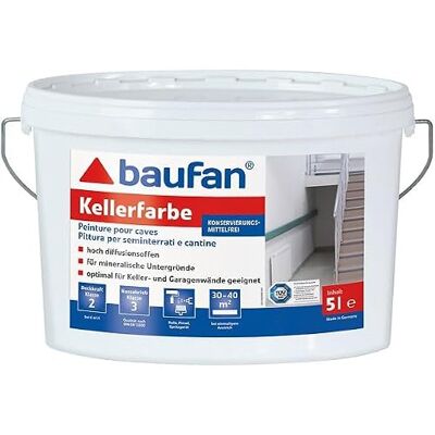 Baufan Kellerfarbe 5 liter weiß innenfarbe Garagenfarbe 5l = 30-40m² Konservierungsmittelfrei Silikatfarbe Baufan Kellerfarbe 5 liter weiß innenfarbe Garagenfarbe 5l = 30-40m² Konservierungsmittelfrei Silikatfarbe