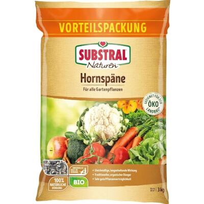 Substral Naturen Bio Hornspäne 3 kg organischer Stickstoffdünger Kombinierte Sofort- und Langzeitwirkung Gedämpfte Hornspäne für schnelle Stickstofffreisetzung Substral Naturen Bio Hornspäne 3 kg organischer Stickstoffdünger Kombinierte Sofort- und Langzeitwirkung Gedämpfte Hornspäne für schnelle Stickstofffreisetzung