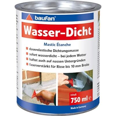 Baufan Wasser-Dicht 750ml I Dichtmasse sofort wasserdicht und dauerelastisch I faserverstärkt, rissüberbrückend bis 10 mm auch auf nassen Flächen Baufan Wasser-Dicht 750ml I Dichtmasse sofort wasserdicht und dauerelastisch I faserverstärkt, rissüberbrückend bis 10 mm auch auf nassen Flächen