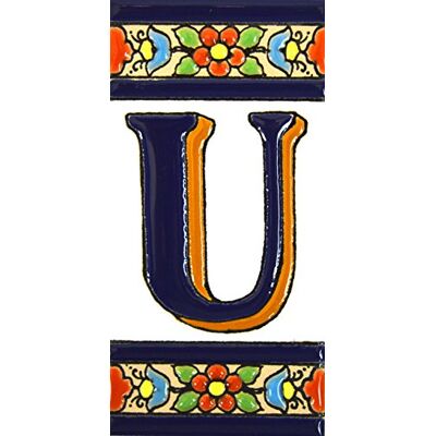 ART Schilder mit Zahlen und Nummern auf vielfarbiger Keramikkachel. Handgemalte Kordeltechnik fuer Schilder mit Namen, Adressen und Wegweisern. Persoenlich gestaltbarer Text. Design FLORES MEDIANO 10,9cm x 5,4 cm (BUCHSTABEN "U"). ART Schilder mit Zahlen und Nummern auf vielfarbiger Keramikkachel. Handgemalte Kordeltechnik fuer Schilder mit Namen, Adressen und Wegweisern. Persoenlich gestaltbarer Text. Design FLORES MEDIANO 10,9cm x 5,4 cm (BUCHSTABEN "U").